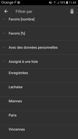 Filtrage cgeo assignation liste