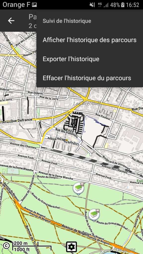 Historique du parcours c:geo